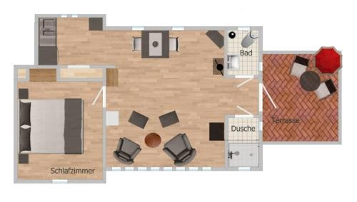 a floor plan of a bedroom and a living room at Landhaus up de Warft - Backhaus in Werdum