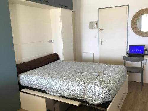 Postel nebo postele na pokoji v ubytování Studio à Sables d'Or avec vue sur mer - Wi-fi haut débit - Parking - Parc privé