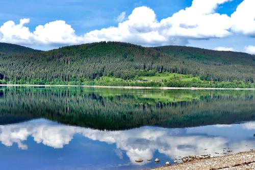 a reflection of a mountain in a lake at Apartment 04 - Ferienresidenz Roseneck, mit Schwimmbad in Todtnauberg bei Feldberg in Todtnauberg
