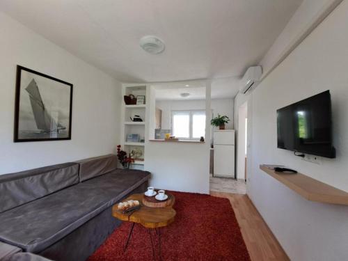 a living room with a couch and a table at Guest house Green River in Ljubuški