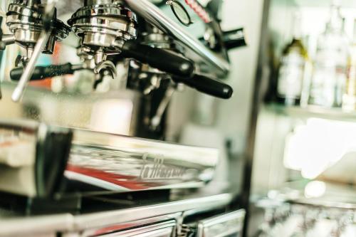 a close up of a counter in a restaurant at Hotel Dei Vicari in Scarperia