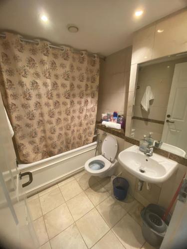 bagno con servizi igienici e lavandino di 2 bedroom apartment in Maida Vale a Londra