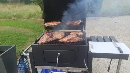 a grill with a bunch of meat on it at chalet en san justo in La Campa