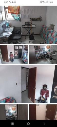uma colagem de fotos de um quarto com uma secretária em Hostal puebla em Lomas de Angelopolis