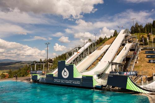 a water amusement park with a water slide at Helling Circle Hideaway 303 condo in Heber City