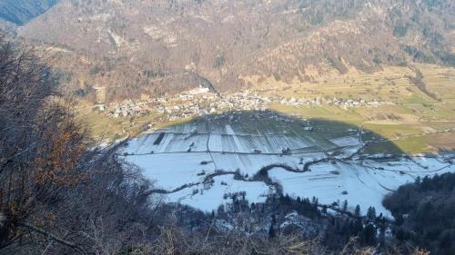 an aerial view of a lake in a valley at apartment Sun Di Bohinj in Bohinj