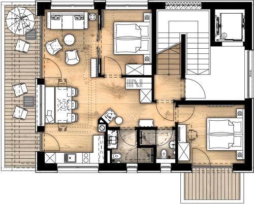 a floor plan of a house at Gletscherblick- serviced apartments in Obergurgl