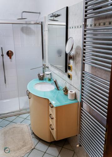 a bathroom with a sink and a mirror at La Valle di Anna in Lastra a Signa