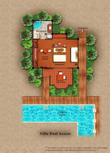 a floor plan of a villa near the water at Santhiya Koh Chang Resort in Ko Chang