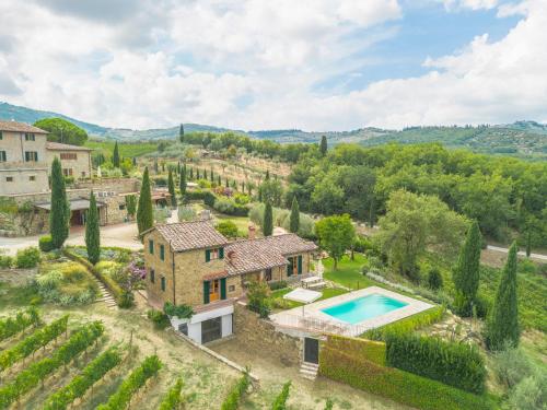 ein Grundstück mit einem Pool und einem Weinberg in der Unterkunft Savignola Paolina in Greve in Chianti