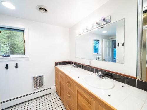 uma casa de banho com um lavatório e um espelho em Berkshire Vacation Rentals: Spacious & Serene Berkshires Retreat In The Woods em West Stockbridge