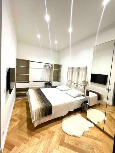 une chambre avec un lit et une télévision dans l'établissement Superbe T2 cocon en hyper centre-ville d'Ajaccio, à Ajaccio
