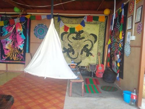 a room with a white tent and a curtain at Return to neture home sety nuwakot bidur vc8 keurini in Trisūli Bāzār