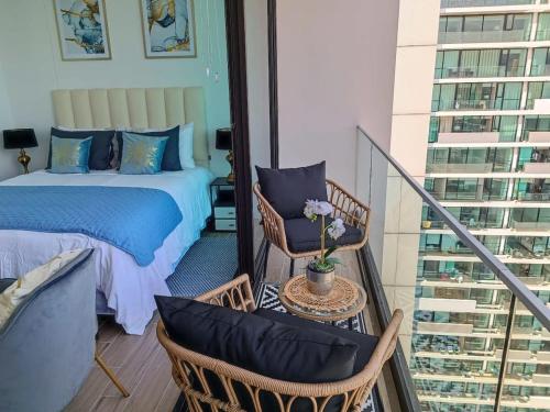 Postel nebo postele na pokoji v ubytování HOM I Frente al Mall I Confort total I Studio I Wifi PNB 1817