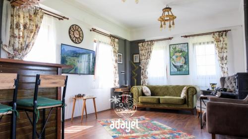 a living room with a couch and a chair at Adayel Bagevi & Butik Otel in Bozcaada