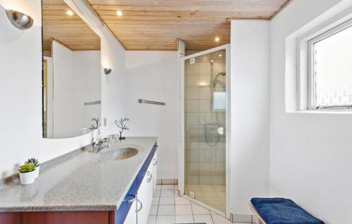 y baño con lavabo y ducha. en Pet Friendly Home In Tranekr With Wifi, en Tranekær