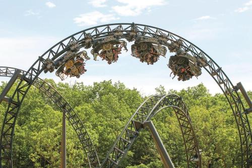 a roller coaster at a theme park at Penthouse Thousand Hills Golf Front Condo with Pool close to 76 and Sleeps 8 in Branson