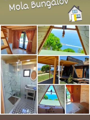 a collage of pictures of a mole house at MOLA Bungalow in Marmara