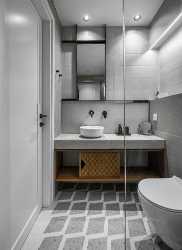 a bathroom with a sink and a toilet at Epineio Comfort Living in Litochoro