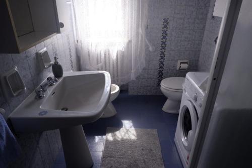 a bathroom with a sink and a toilet at L'edera appartamento in Rivoli Veronese