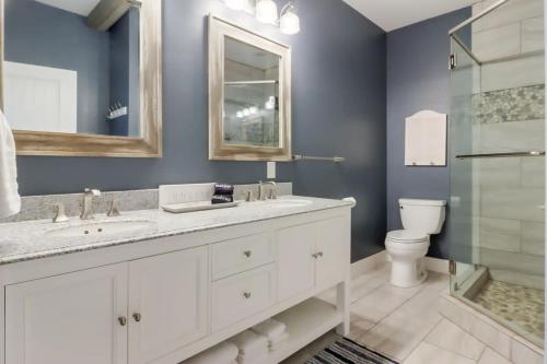 a bathroom with a sink and a toilet at Bear Feet Retreat in Maple City