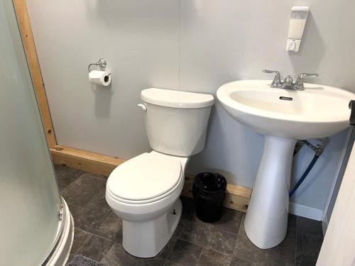 La salle de bains est pourvue de toilettes et d'un lavabo. dans l'établissement The Cherry Valley: Couple's Romantic PEC Getaway, à Wellington