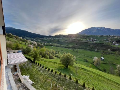 a view of a green field with mountains in the background at Vila Kiko in Plav