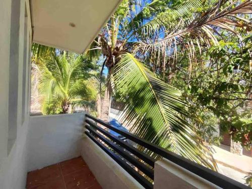 a balcony with a view of a palm tree at Casa de 3 recámaras en Bacocho in Puerto Escondido