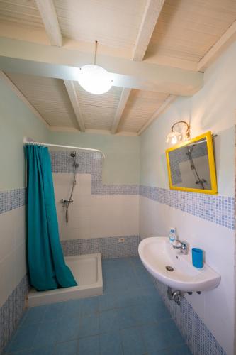 a bathroom with a sink and a shower and a toilet at Antica Dimora Leones in Palaia