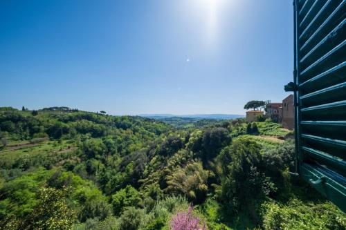 an aerial view of a hill with trees and a building at Antica Dimora Leones in Palaia