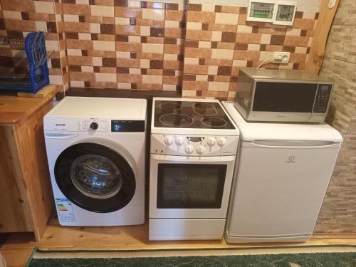 ヤレムチャにあるСадиба "Три Царі"のキッチン(洗濯機、電子レンジ付)