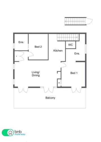 a floor plan of a house at Mortimer's Wines Loft - Adults Only Retreat in Orange