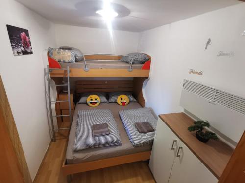 ein kleines Zimmer mit einem Etagenbett darin in der Unterkunft Aqualuna Petrov brlog in Podčetrtek