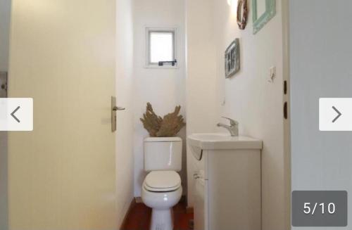 a bathroom with a white toilet and a sink at PALERMO APART 1 in Buenos Aires