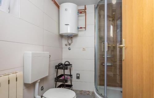 ein Bad mit einem WC und einer Dusche in der Unterkunft Pet Friendly Apartment In Risika With Wifi in Risika