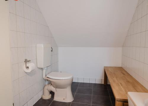 a bathroom with a toilet and a sink at Trobischhof in Dresden