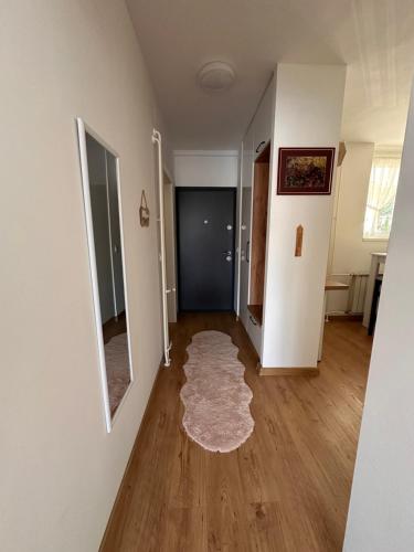 a hallway with a rug on a hard wood floor at Darius in Tuzla