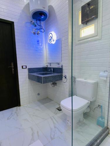 a bathroom with a toilet and a sink and a shower at Hola Cairo Boutique in Cairo
