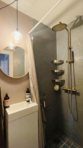a bathroom with a shower and a sink at ApartmentInCopenhagen Apartment 1614 in Copenhagen