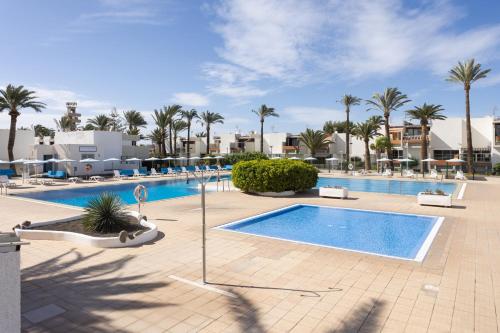 a swimming pool in a resort with palm trees at Sunnyland apartment ten-bel in Arona