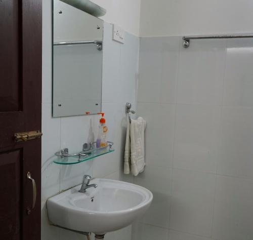 布萊爾港的住宿－Wild Grass Resort，白色的浴室设有水槽和镜子