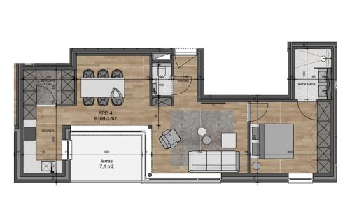 uma planta de uma casa em Business Accommodation De Nete em Mol