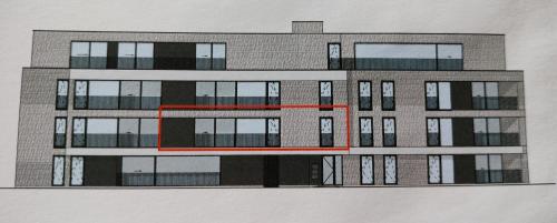 un dibujo de un edificio con una línea roja. en Business Accommodation De Nete en Mol