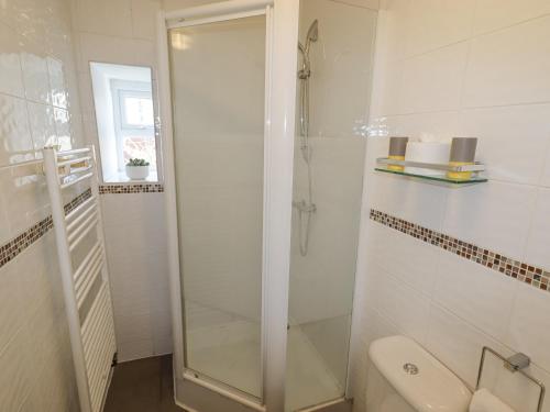 No 9 On The Riverbank في لانغولين: حمام أبيض مع دش ومرحاض