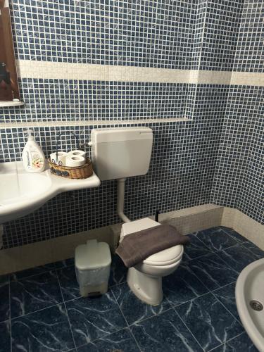 a bathroom with a toilet and a sink at Pansion Angela in Skiathos Town