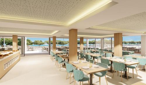 a rendering of a restaurant with tables and chairs at Hotel Palia Tropico Playa - New Opening 2024 in Palmanova
