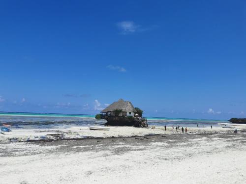 a group of people walking on the beach at Santa Rita lodge in Kiwengwa