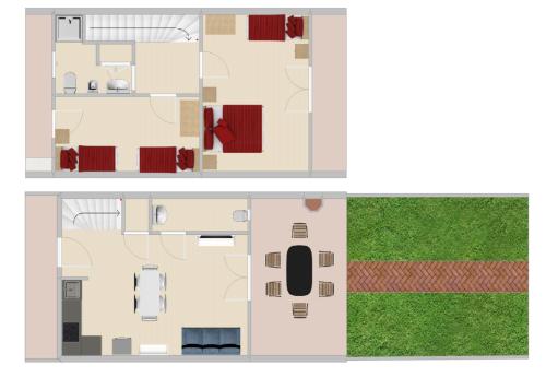 two views of a floor plan of a house at Villaggio Mare Blu in Bibione