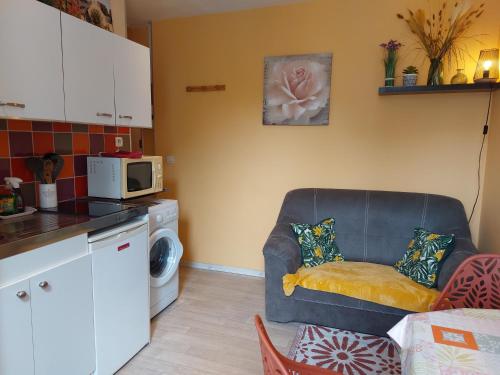 Dapur atau dapur kecil di BEL APPARTEMENT CENTRE VEULES LES ROSES 1 CHAMBRE MER 300 M