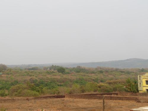 a view of a field with trees and a building at SV Inns Sea Pearl in Devgarh